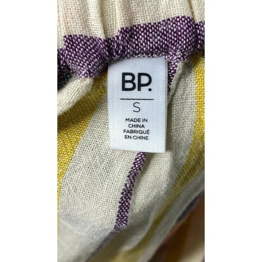 BP Womens A Line‎ Skirt Beige Yellow Stripe Midi Po